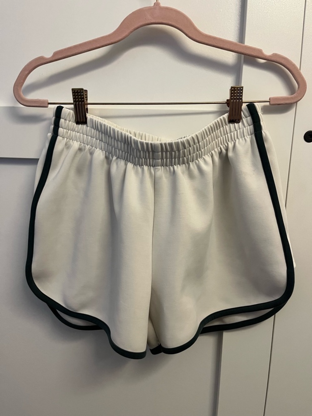 Allfenix White Athletic Shorts with Green Contrast Piping